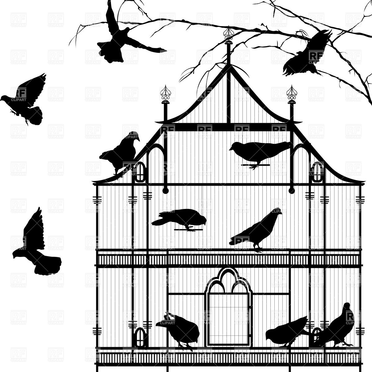 Birdcage Silhouette Vector At Vectorified Collection Of Birdcage