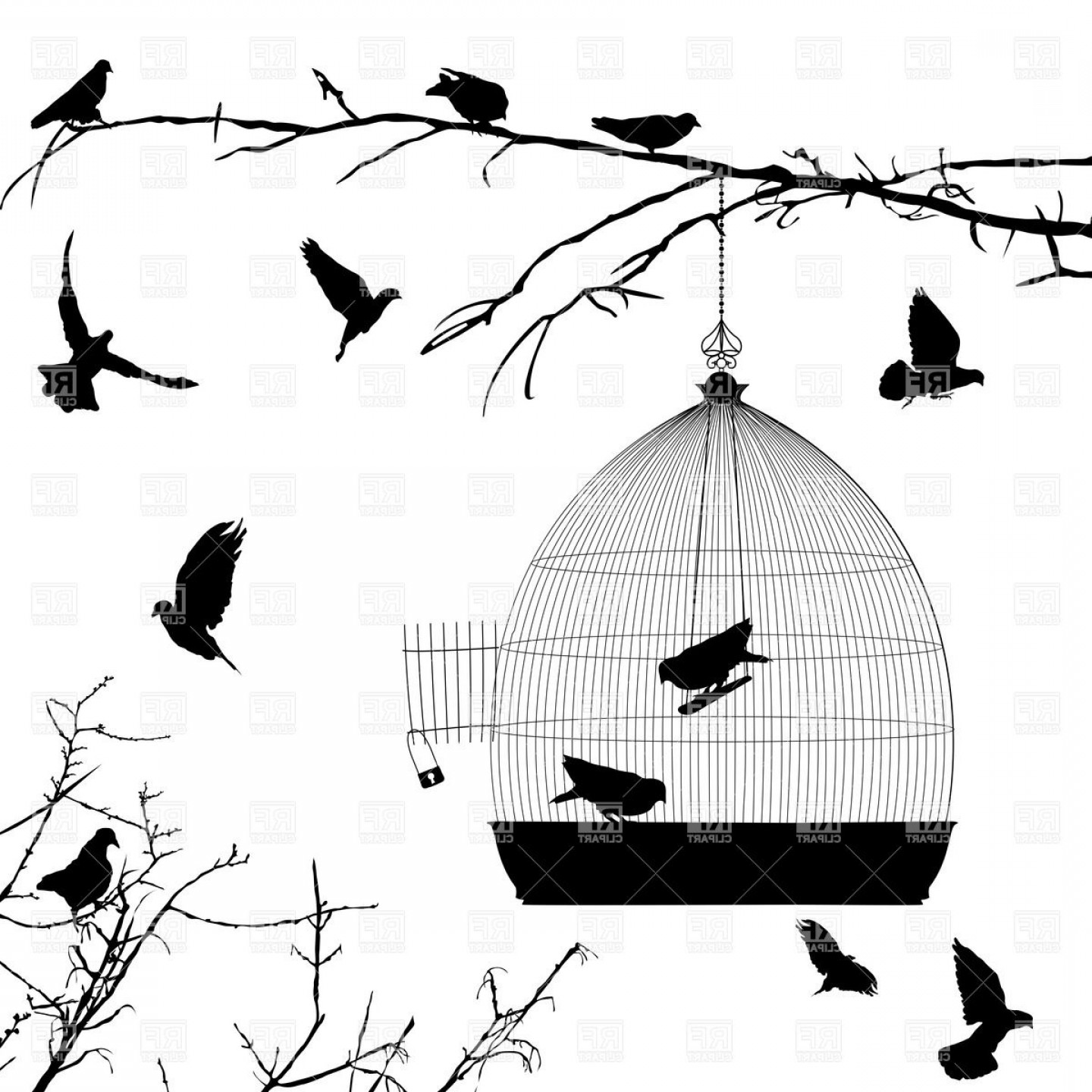 Birdcage Silhouette Vector At Vectorified Collection Of Birdcage