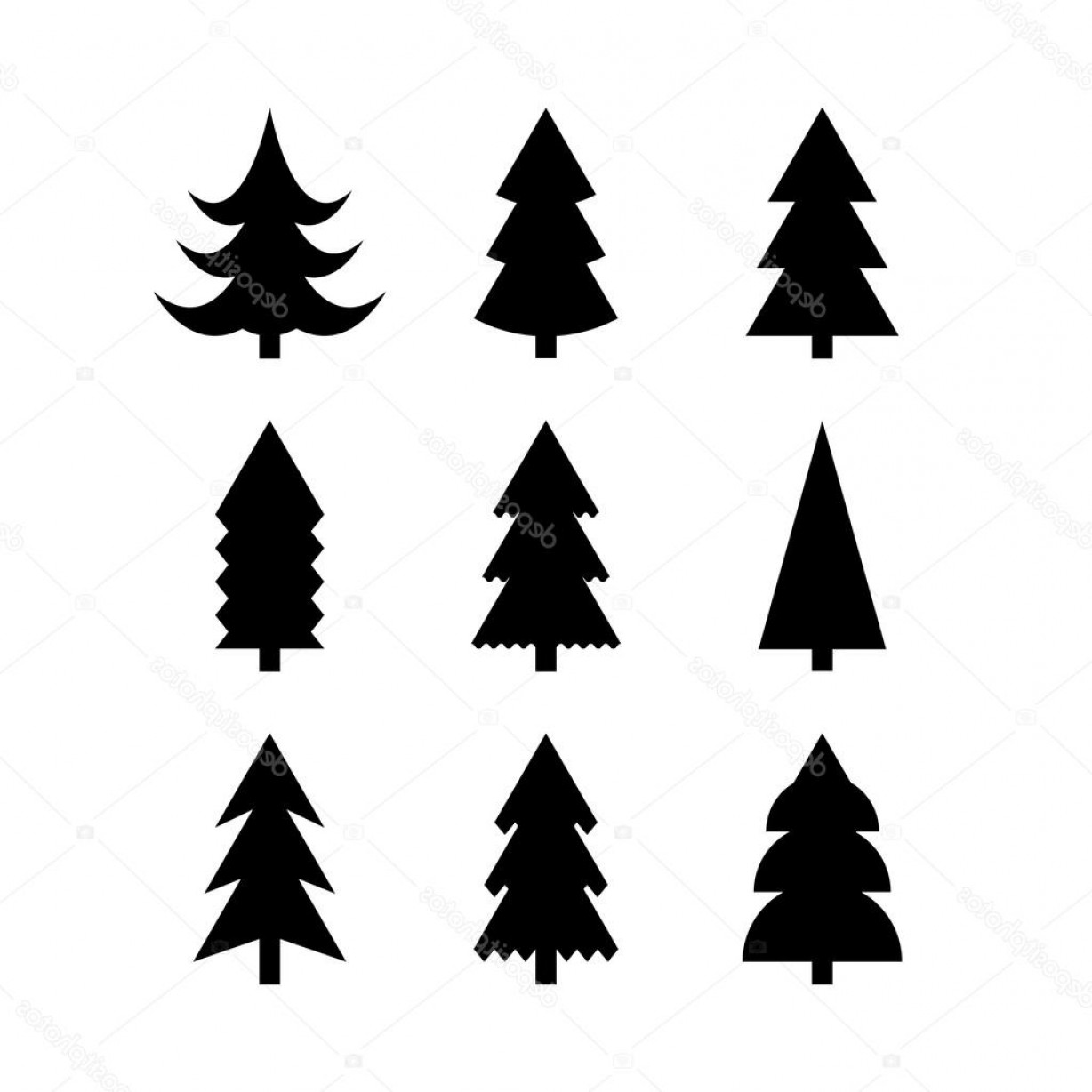 Evergreen Tree Silhouette Vector At Vectorified Collection Of