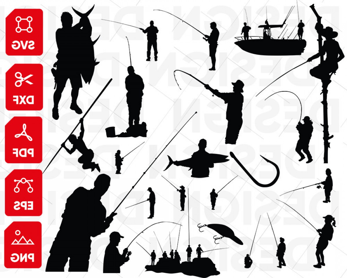 Fisherman Silhouette Vector At Vectorified Collection Of