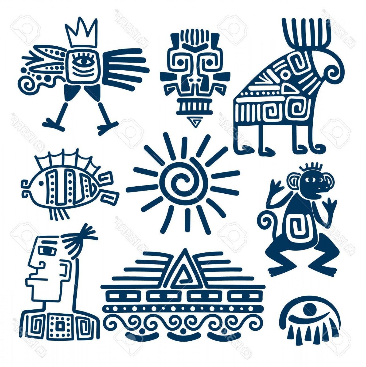 Mayan Symbols Vector At Vectorified Collection Of Mayan Symbols