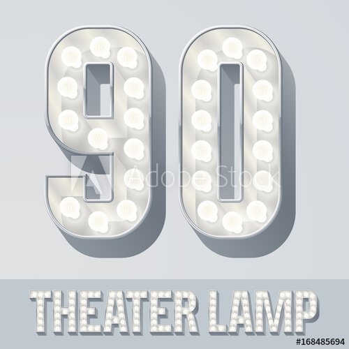 500x500 Vector Light Up White Alphabet, Theater Lamp Graphic Font Numbers