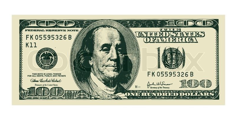 800x408 Vector Dollar Bill On White Stock Vector Colourbox