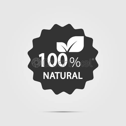 500x500 Percent Natural Label Vector Illustration, Stock Vector