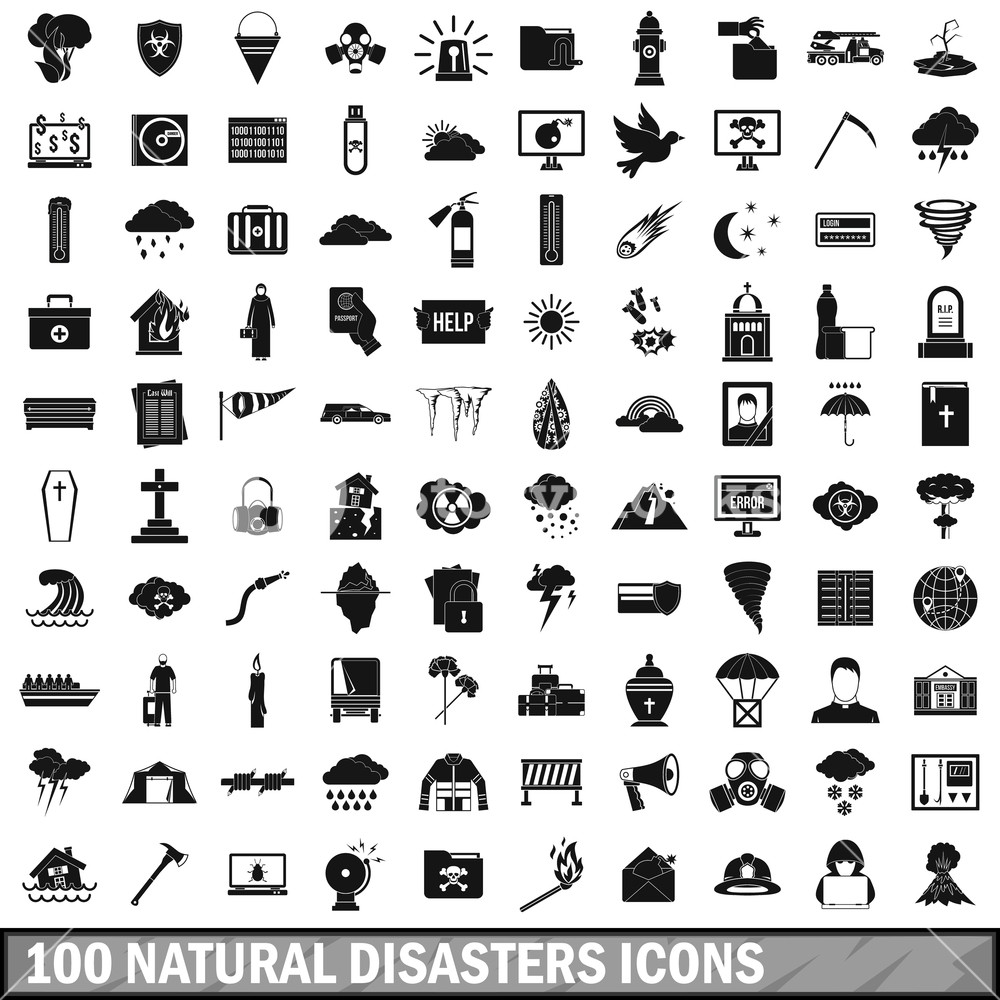 1000x1000 Natural Disasters Icons Set In Simple Style For Any Design