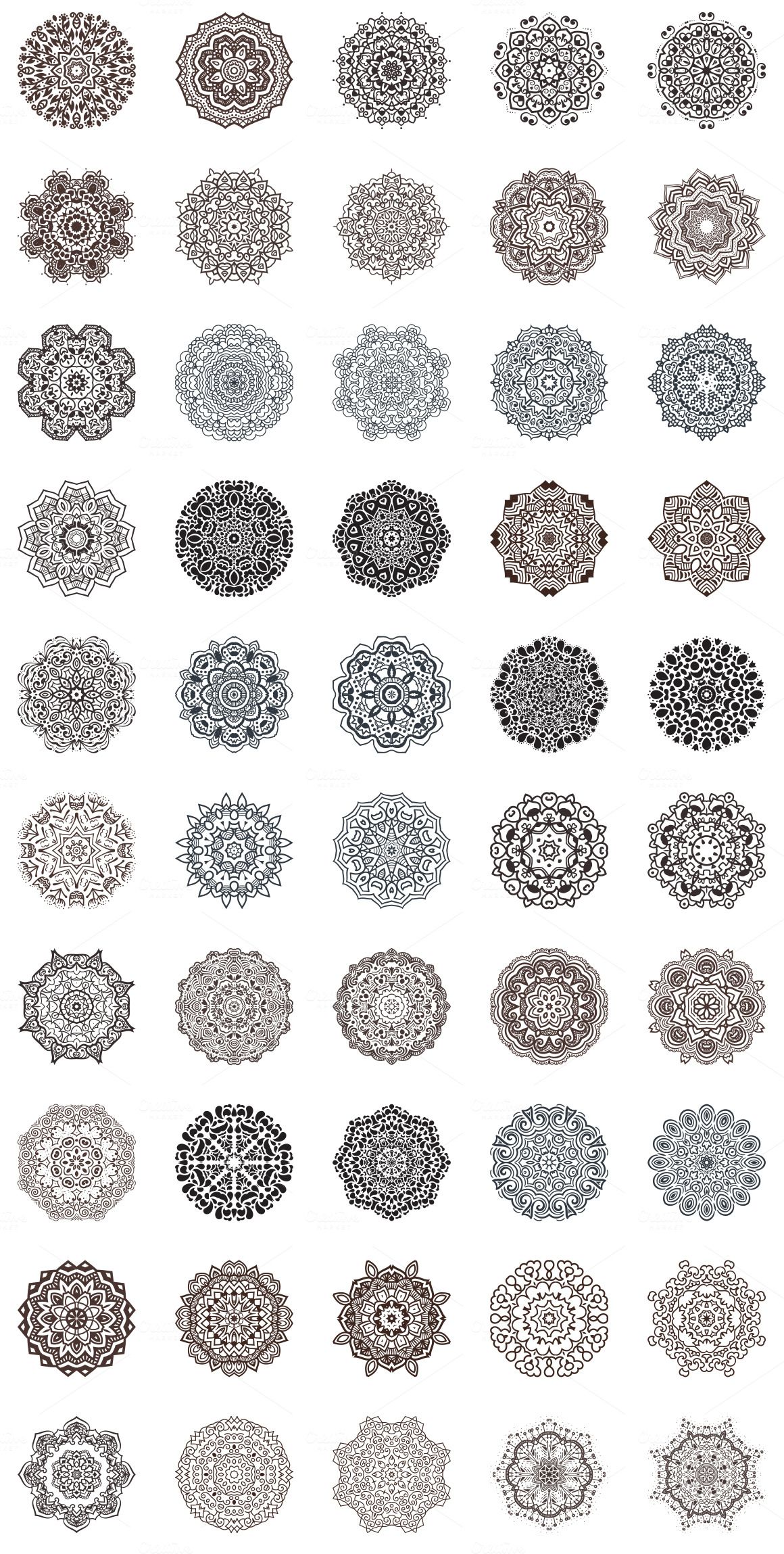 1160x2298 Vector Mandalas, Round Ornament Illustrations, Floral Pattern