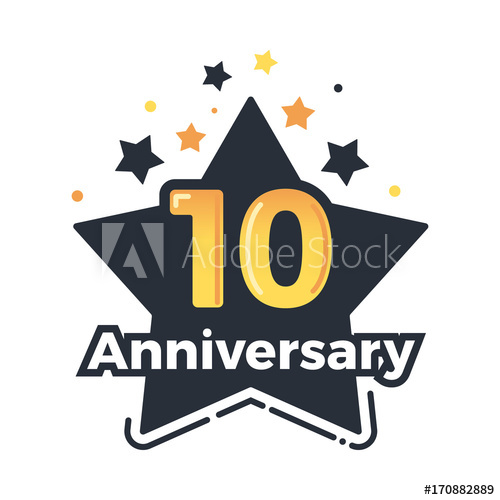 500x500 Tenth Anniversary Badge Anniversary Vector Design