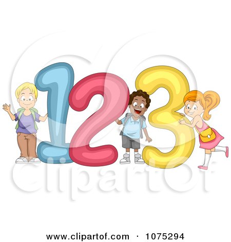 450x470 Clipart Cute Diverse School Children With Giant Numbers