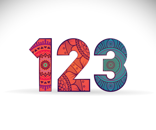 625x521 Digits With Mandala Design Vector Free Download
