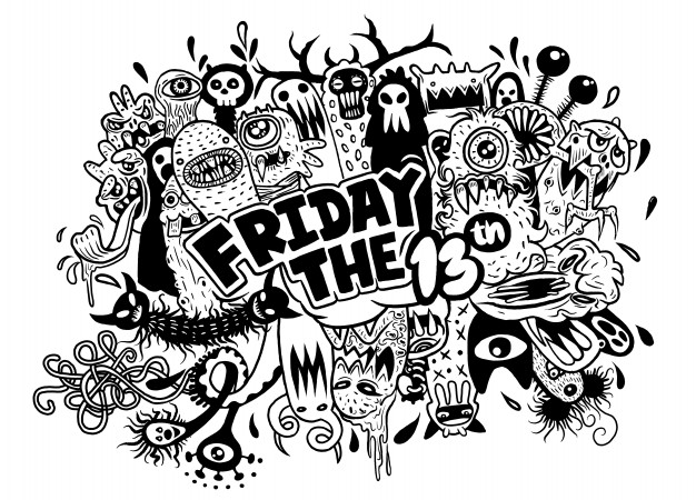 626x450 Friday Grunge Illustration With Doodle Ghost Background Vector