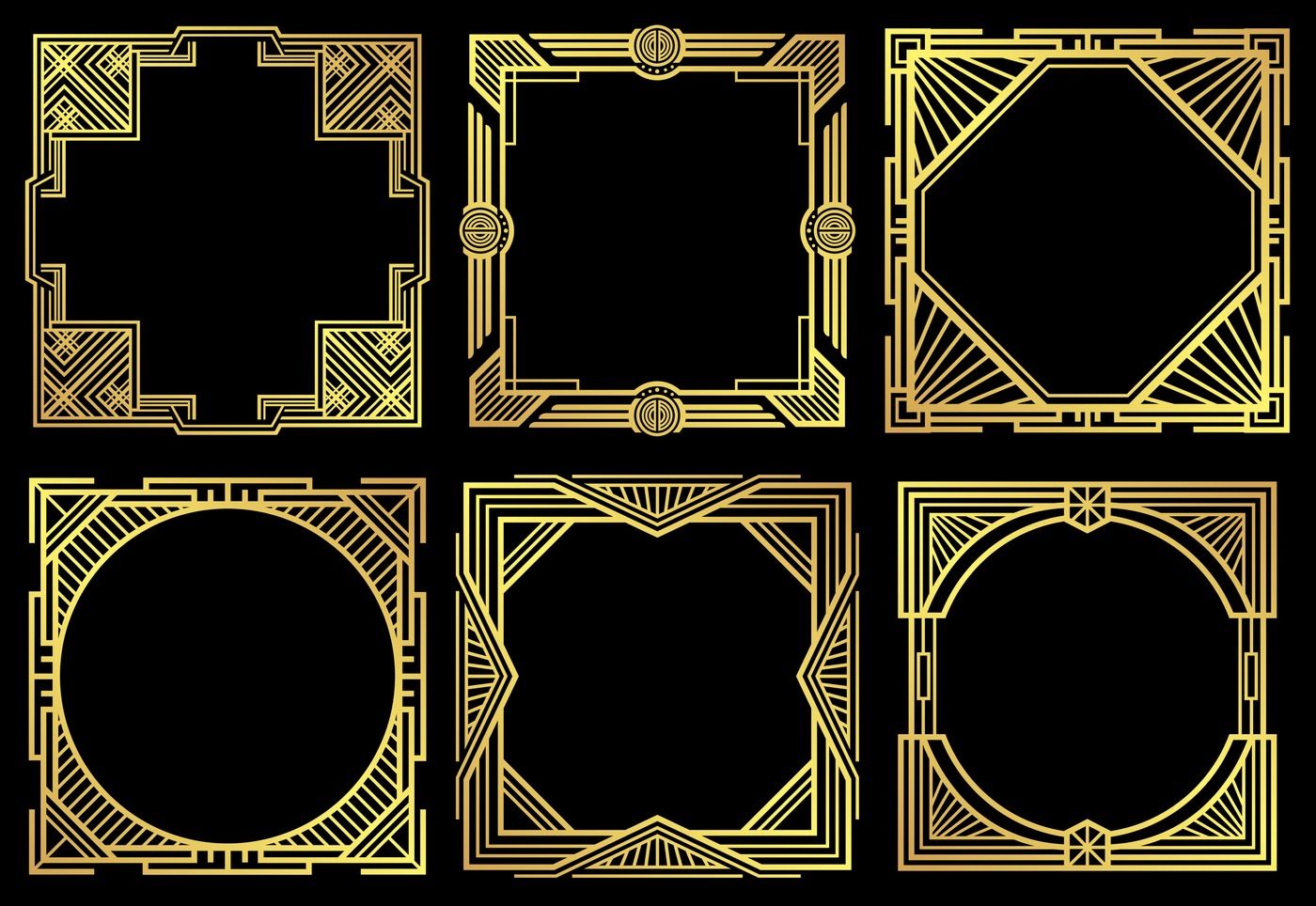 1400x964 Art Deco Nouveau Border Frames In Style Vector Set