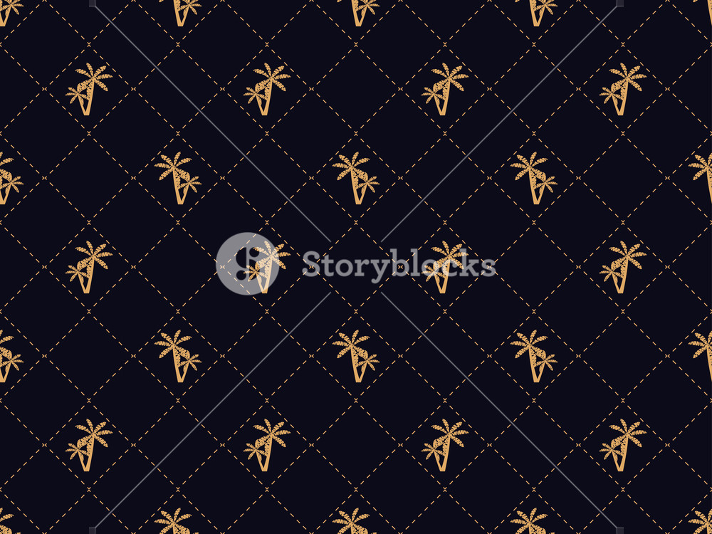 1000x750 Art Deco Seamless Pattern With Palm Trees Of Golden Color Style