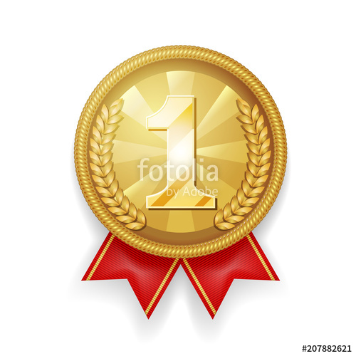 Gold Award Sport Place Medal Red Ribbon Realistic Vector 500x500 Gold Award Sport Place Medal Red Ribbon Realistic Vector