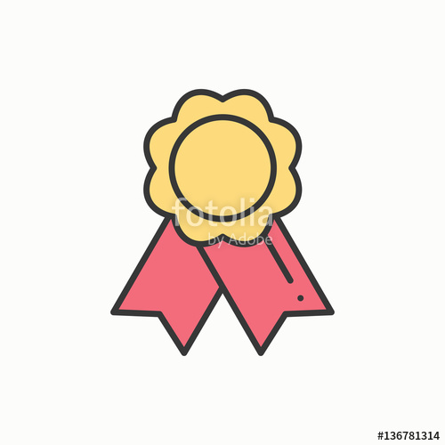 500x500 Gold Medal Award With Ribbon Winner Line Thn First Place