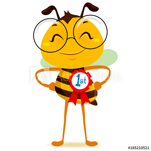 Vector Illustration Of Happy Bee With Place Ribbon 500x500 Vector Illustration Of Happy Bee With Place Ribbon