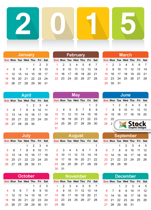 600x832 Free Colorful Calendar Vector Template