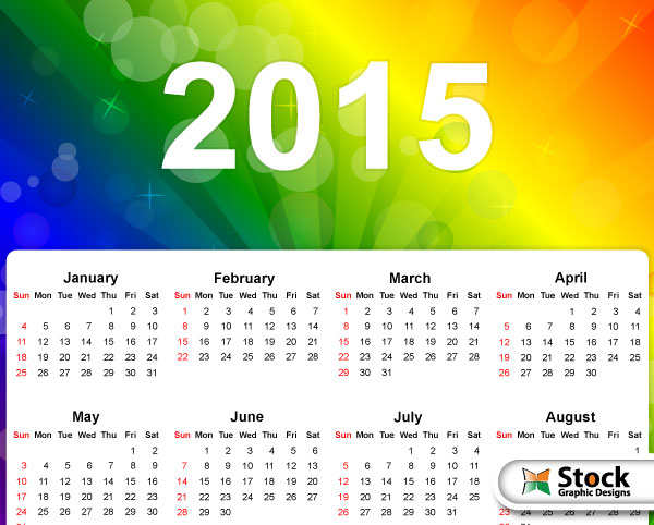 600x482 Vector Calendar On Rainbow Colors Background Vector