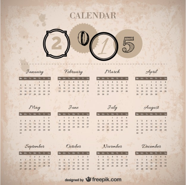 626x624 Vintage Calendar Vector Free Download