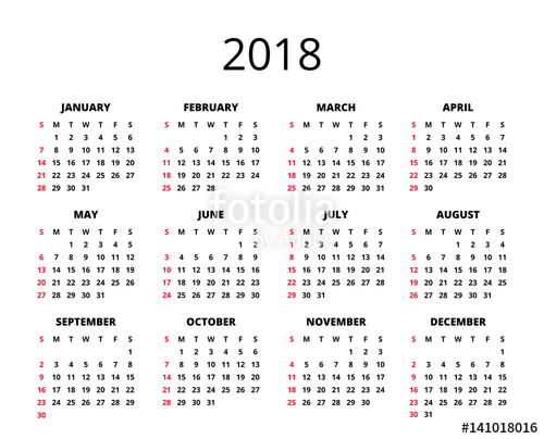 2018 Calendar Vector at Vectorified.com | Collection of 2018 Calendar ...