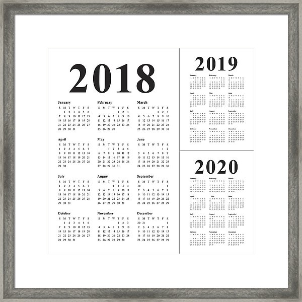 600x600 Year Calendar Vector Framed Print