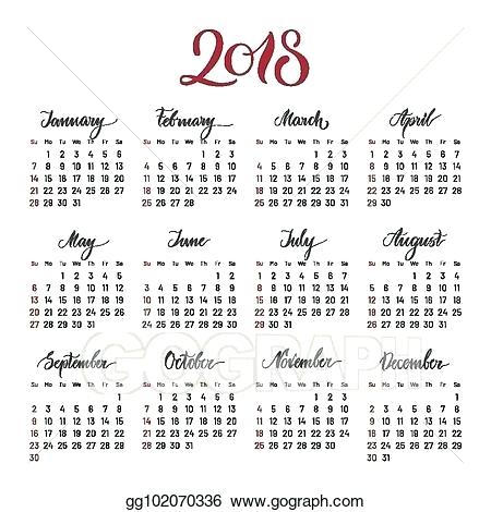 450x470 Art Wall Calendar Vector Plain Year Lettering Flat Paper