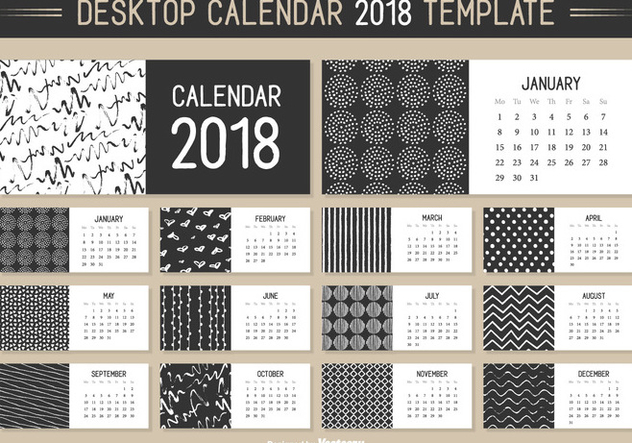 632x443 Monthly Desktop Calendar Vector Template Free Vector Download