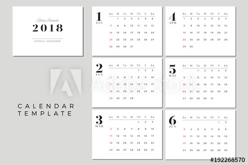 500x334 Vector Calendar Template January To June, Simple Planner