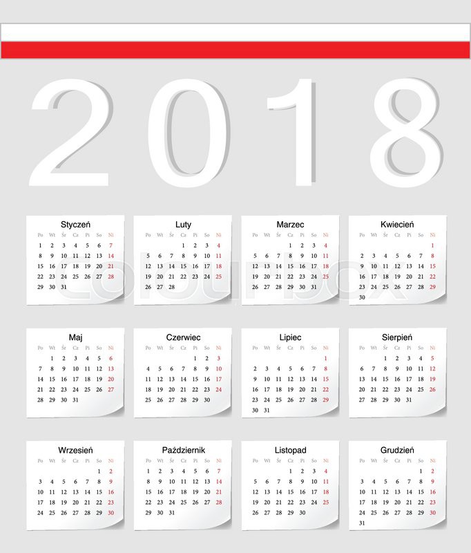 682x800 Polish Vector Calendar With Stock Vector Colourbox