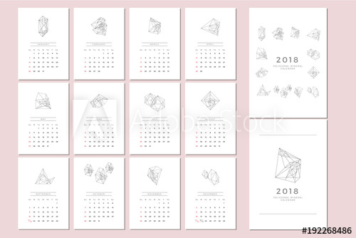 500x334 Vector Calendar Template With Polygonal Graphic, Simple