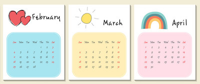 400x168 Unusual Cute Calendar For Vector Yarn And You