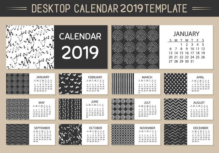 700x490 Monthly Desktop Calendar Vector Template