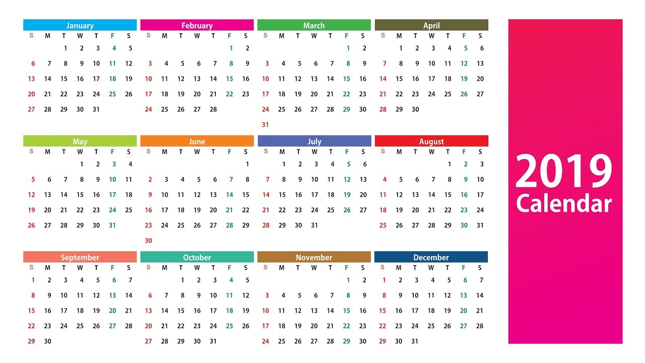 1280x720 New Year Calendar Design Download Vector