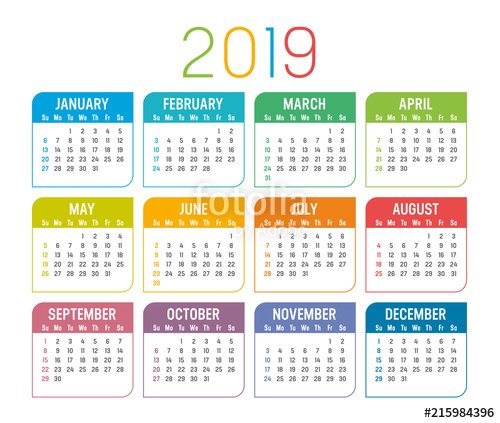 500x423 Year Calendar Vector Template Stock Image And Royalty Free