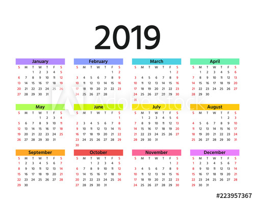 500x394 Calendar Vector Week Starts Sunday In Minimal Simple Style