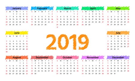 450x270 Calendar Vector Week Starts Sunday In Minimal Simple Style
