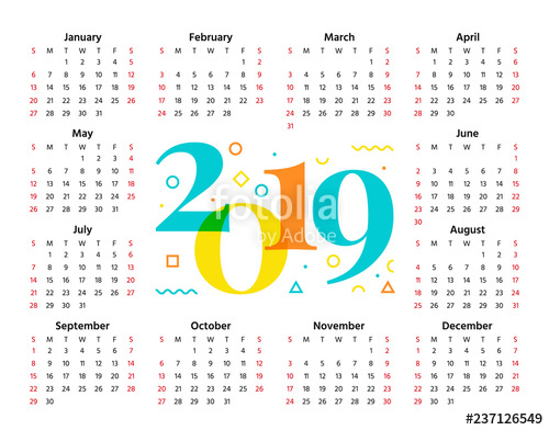 500x392 Calendar Vector Week Starts Sunday In Minimal Style