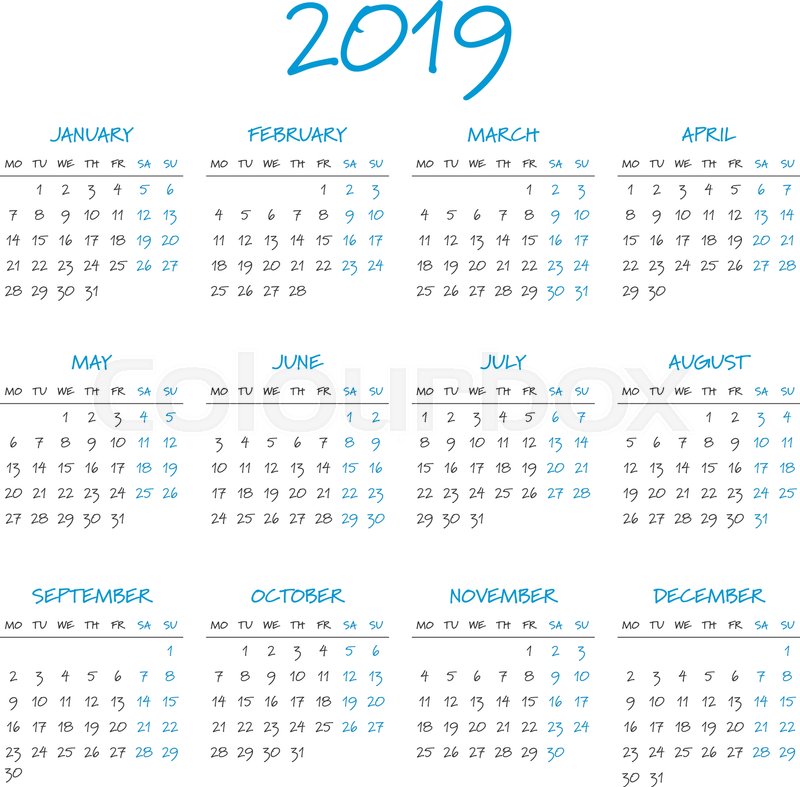 800x787 Year Calendar