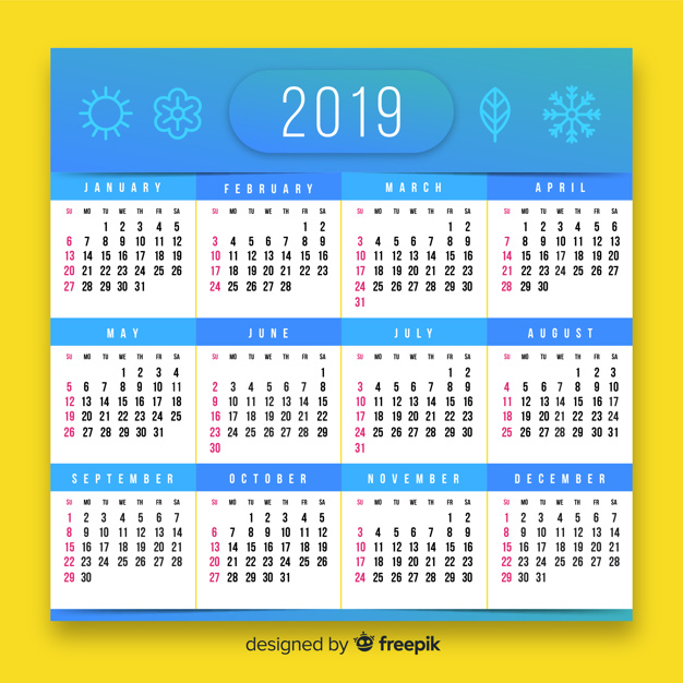 2019 Calendar Vector Free at Vectorified.com | Collection of 2019 ...