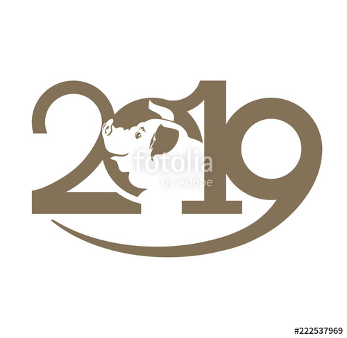 500x488 Year Of The Pig Vector Symbol With A Silhouette