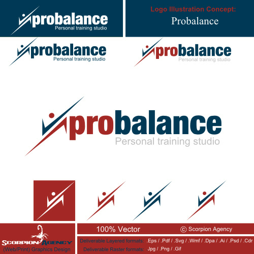 500x500 Gym Logo Design For Probalance Hour