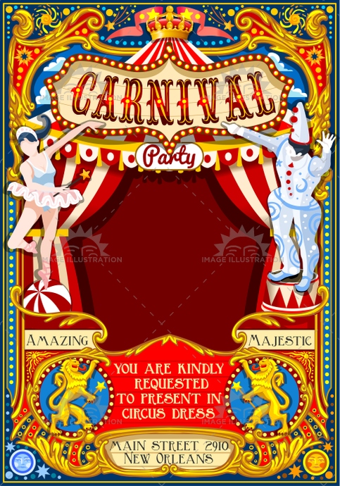 483x690 Circus Carnival Theme Vintage Vector