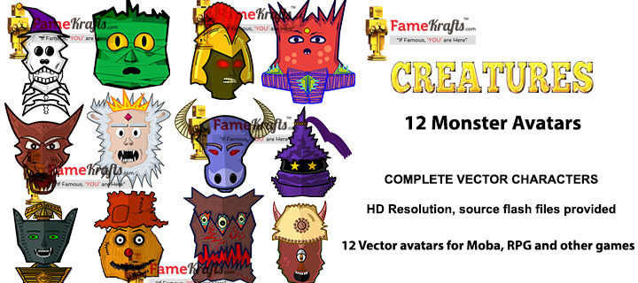 720x320 Monster Avatars Vector Art