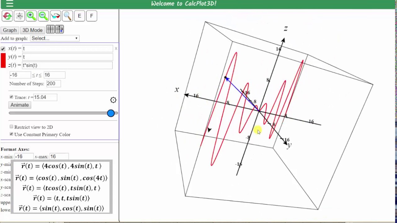 1280x720 Graph Space Curves Given As A Vector Function Using Calc