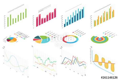 500x336 Isometric Flat Data Finance Graphic, Business Finance Charts
