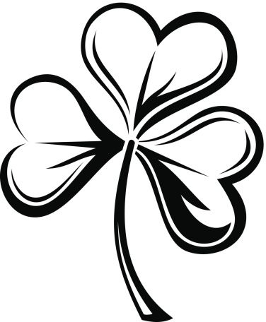 376x456 Vector Black Silhouette Of Shamrock Isolated On White