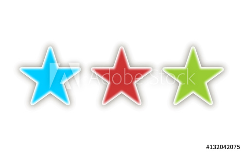 500x313 Set Of Stars With A Shadow Three Colors Blue, Red, Green