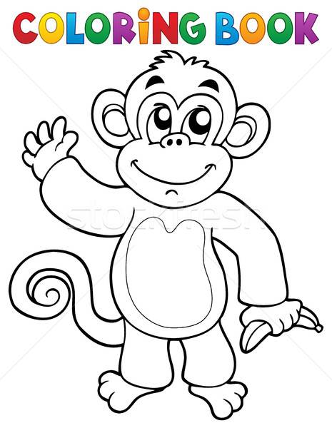 465x600 Coloring Book Monkey Theme Vector Illustration Klara Viskova