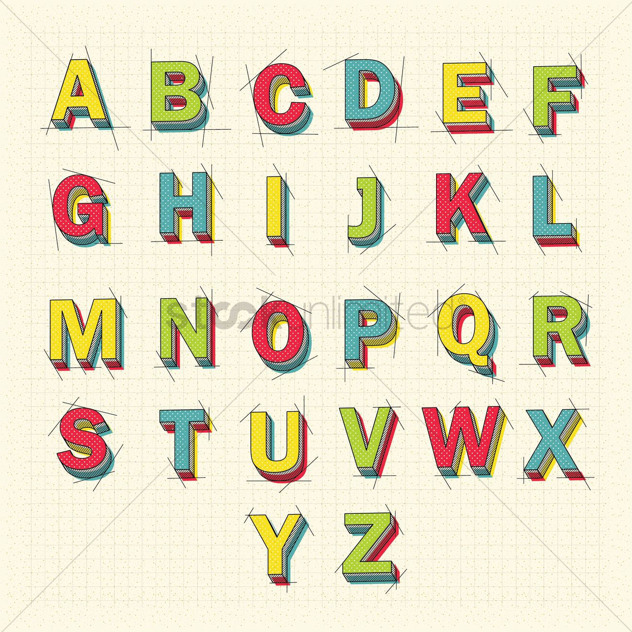 1300x1300 Alphabet Letters Vector Image