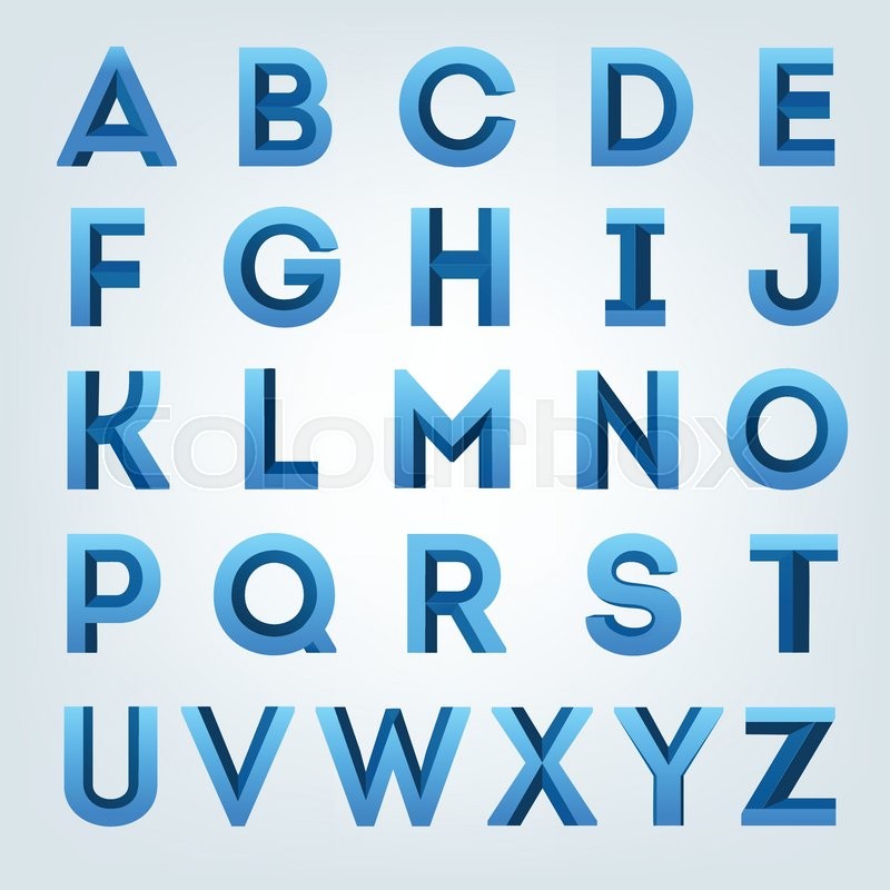 800x800 Creative Blue Alphabet Set Stock Vector Colourbox