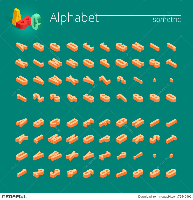 800x830 Isometric Alphabet Vector Font Isometric Letters, Numbers